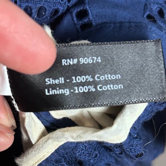 Boston Proper dress Medium western blue maxi off shoulder eyelet boho NWT - Picture 15 of 15